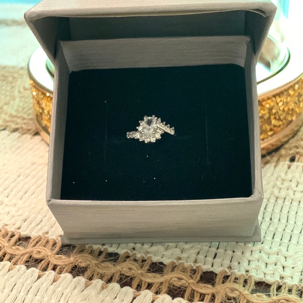 Faux diamond emerald ring size 7